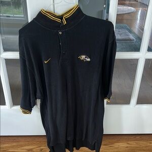 Nike Baltimore Ravens Black and Yellow Polo Shirt with Stand-Up Collar🌿